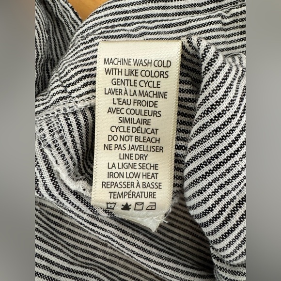 Women’s Max Studio Linen Blend High Rise Wide Leg Pencil Stripe Easy Leg Pants - Picture 7 of 7